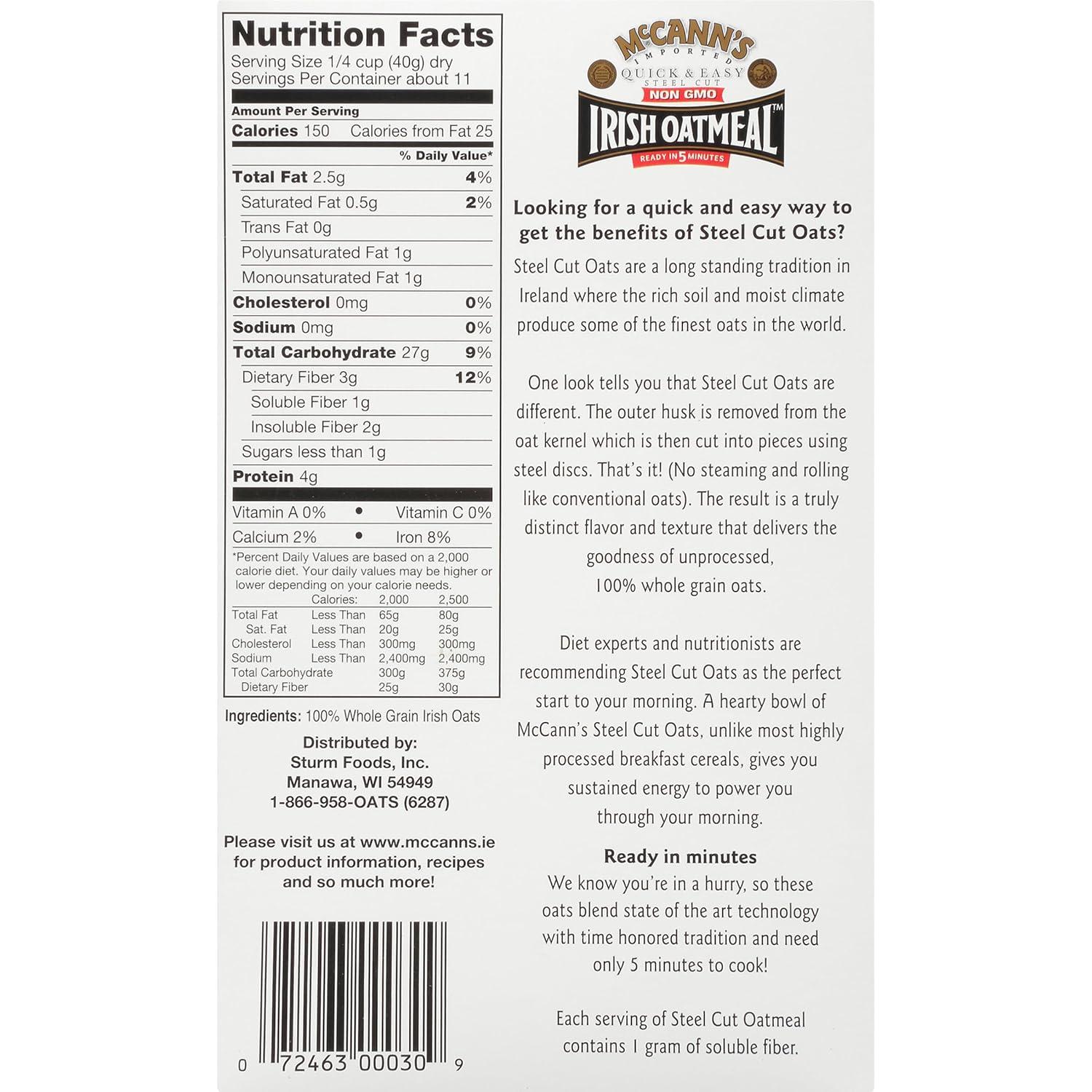 image:imageMcCanns Irish Oatmeal Quick Cooking Rolled Oats 16 OunceQuick Easy