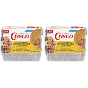 Crisco Butter Flavor All-Vegetable Shortening Sticks, 20 Ounce, 3 Sticks(20 ounces (Pack of 2))